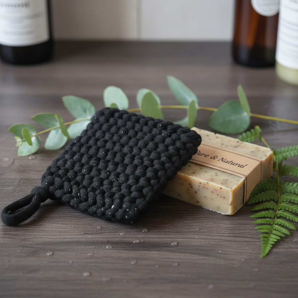 Tawashi noir ambiance salle de bain